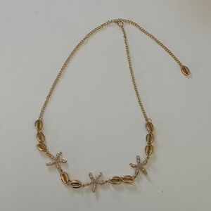 Shell and starfish gold chain belt